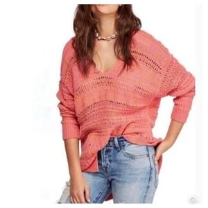 Free People Hot Tropics Sweater size Small in‎ Paloma Combo Pink Crochet